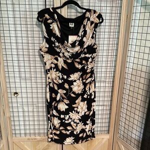 Anne Klein Black and Cream Floral Dress
